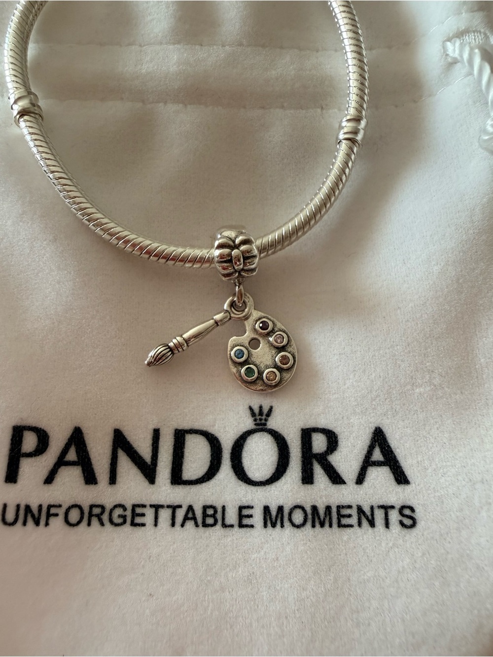 Pandora Silver 925 Artist's Palette Multi-Colored CZ Charm